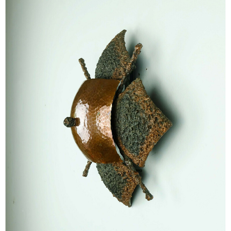 German brutalist copper and iron Wall lamp 1960s