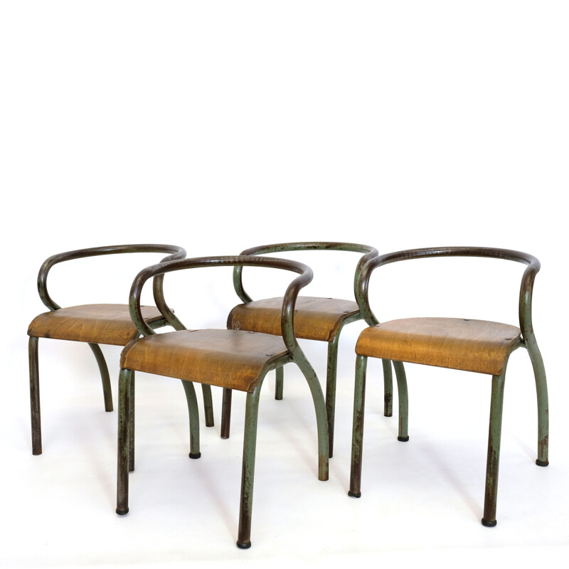 Paire de chaises vintage pour Mobilor en bois et métal 1950