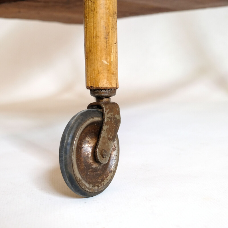 French vintage serving table in rattan 1960