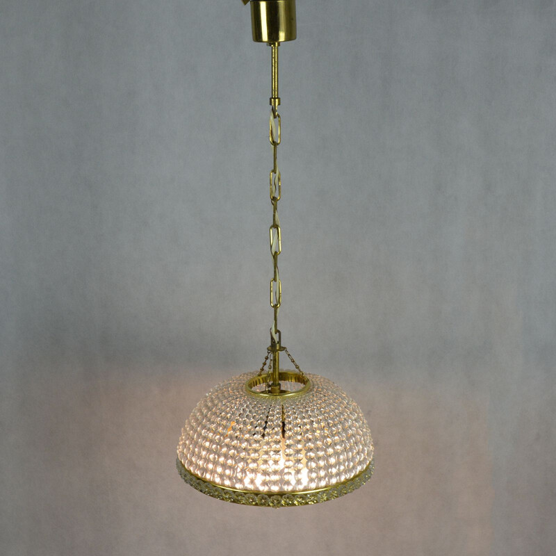 Vintage chandelier in crystal by Zelaznoborske Sklo, Czechoslovakia, 1970s