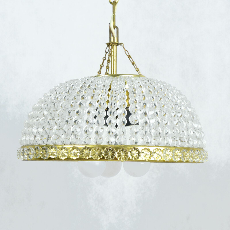 Vintage chandelier in crystal by Zelaznoborske Sklo, Czechoslovakia, 1970s