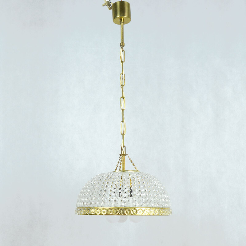 Vintage chandelier in crystal by Zelaznoborske Sklo, Czechoslovakia, 1970s