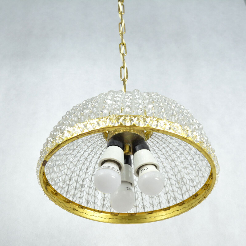 Vintage chandelier in crystal by Zelaznoborske Sklo, Czechoslovakia, 1970s