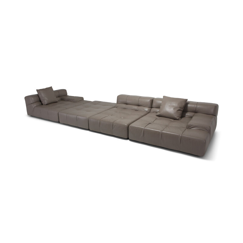 Vintage sectional sofa Tufty Time in taupe leather by Patricia Urquiola for B&B Italia 2010s