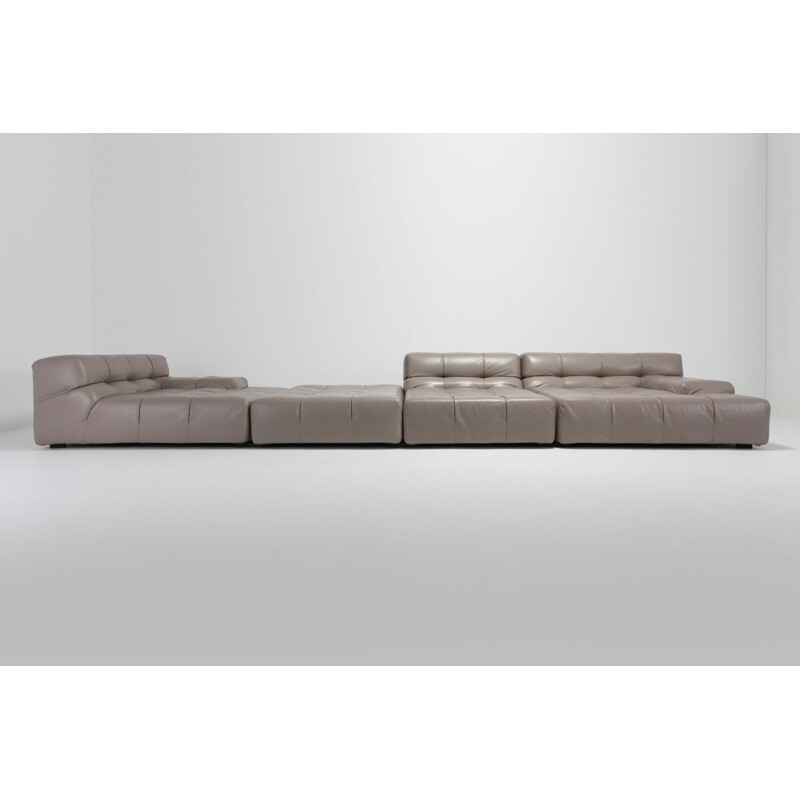 Vintage sectional sofa Tufty Time in taupe leather by Patricia Urquiola for B&B Italia 2010s