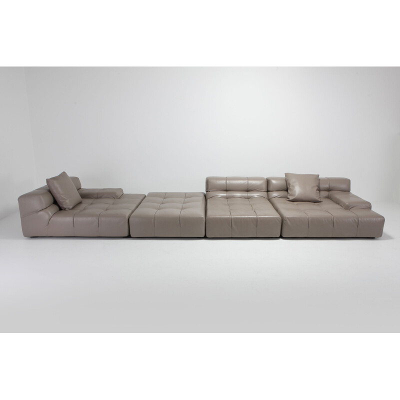 Vintage sectional sofa Tufty Time in taupe leather by Patricia Urquiola for B&B Italia 2010s