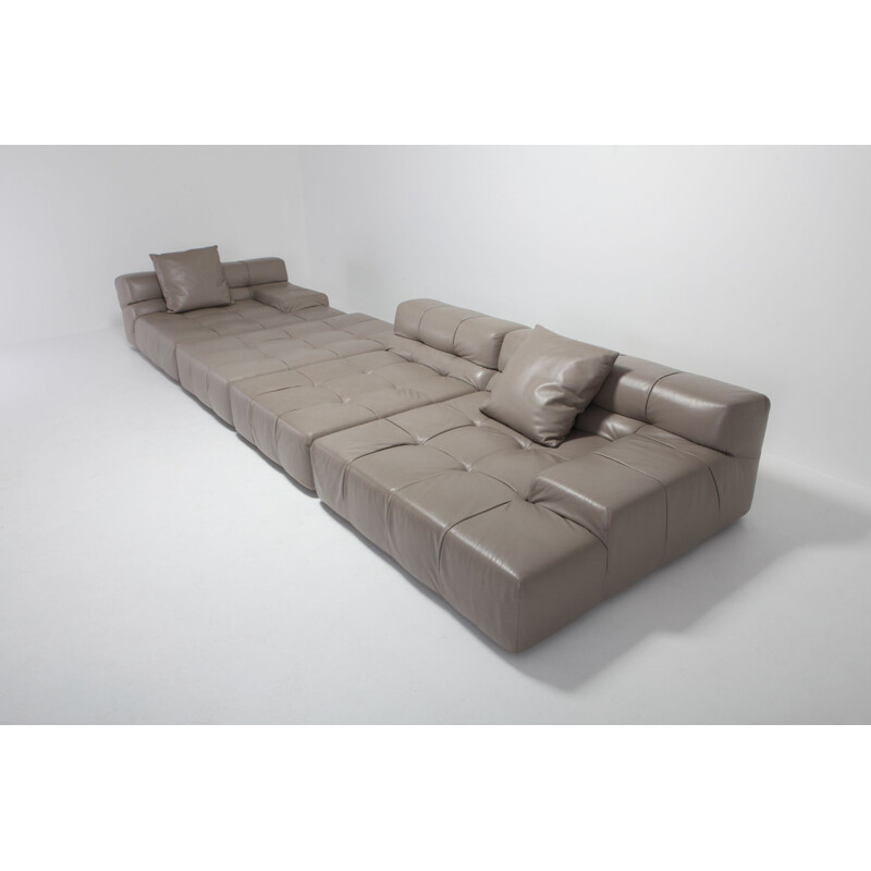 Vintage sectional sofa Tufty Time in taupe leather by Patricia Urquiola for B&B Italia 2010s