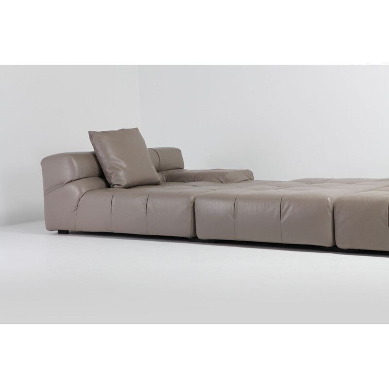 Vintage sectional sofa Tufty Time in taupe leather by Patricia Urquiola for B&B Italia 2010s