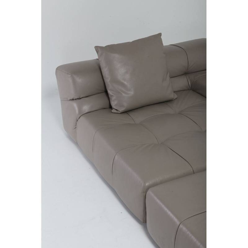 Vintage sectional sofa Tufty Time in taupe leather by Patricia Urquiola for B&B Italia 2010s