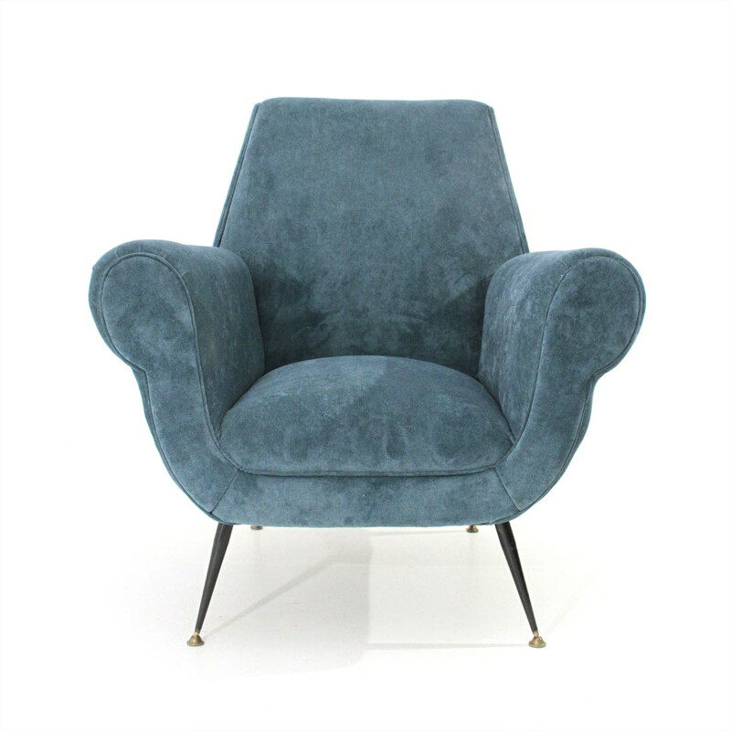 Vintage armchair in velvet by Gigi Radice for Minotti Italy 1950s