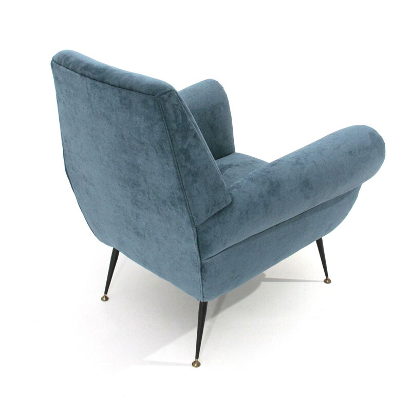 Fauteuil vintage en velours par Gigi Radice pour Minotti Italie 1950