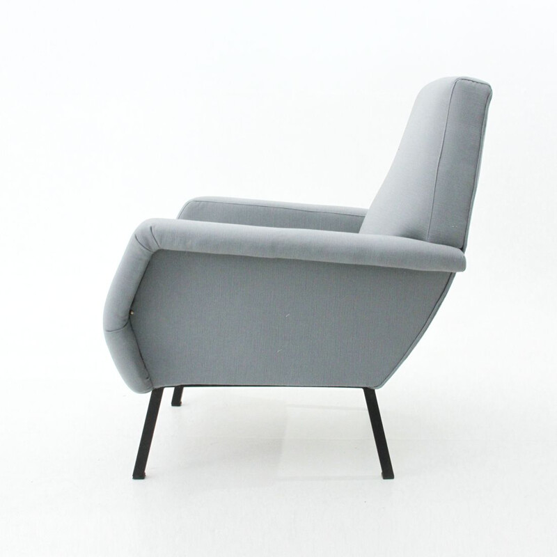 Fauteuil vintage bleu gris Italie des années 1950