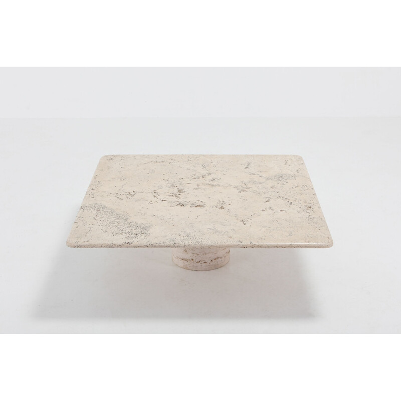 Vintage coffee table Square Travertine by Mangiarotti for Up & Up 1970s