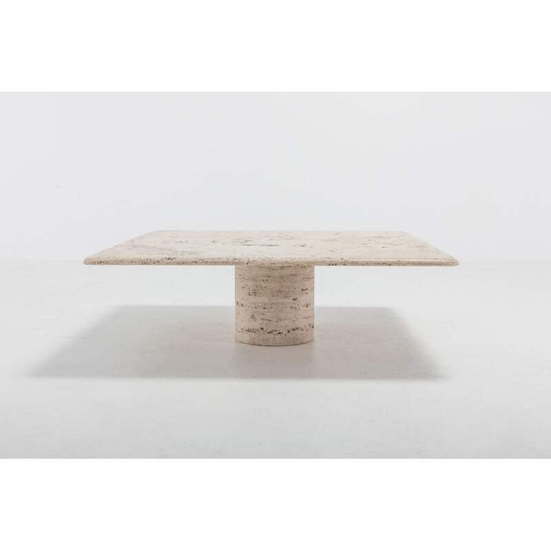 Vintage coffee table Square Travertine by Mangiarotti for Up & Up 1970s