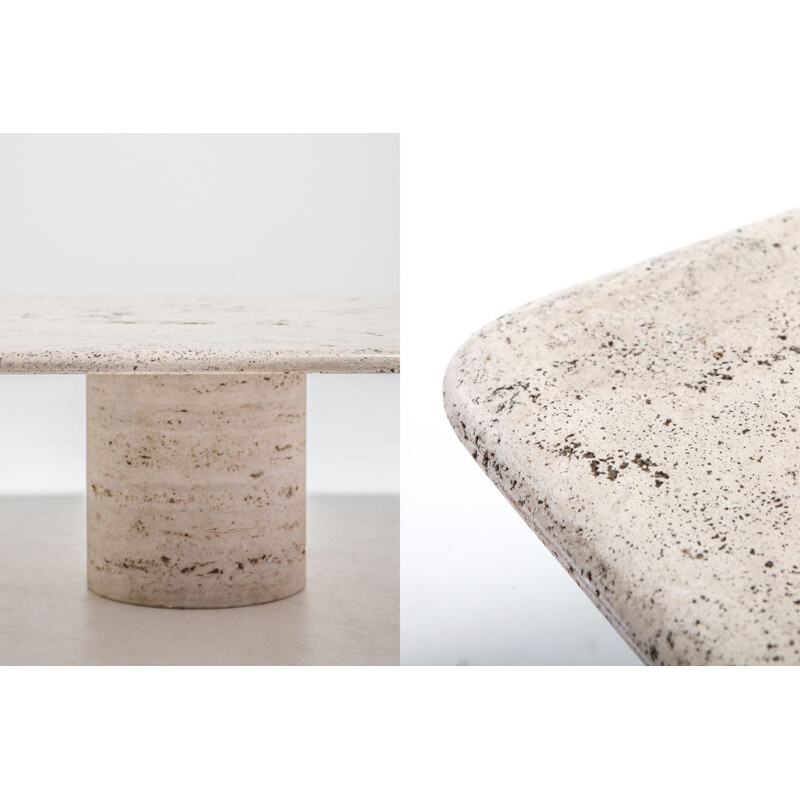 Vintage coffee table Square Travertine by Mangiarotti for Up & Up 1970s