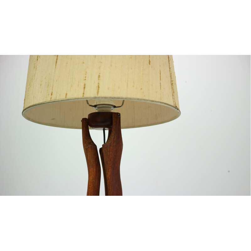 Vintage table lamp organic form in teak Denmark 1960