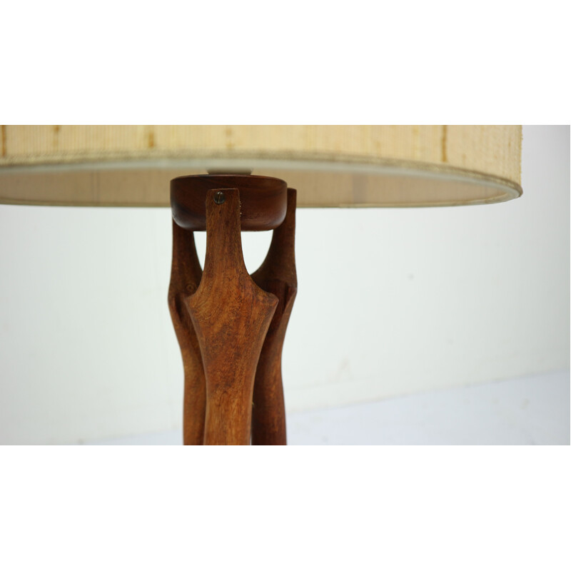Vintage table lamp organic form in teak Denmark 1960