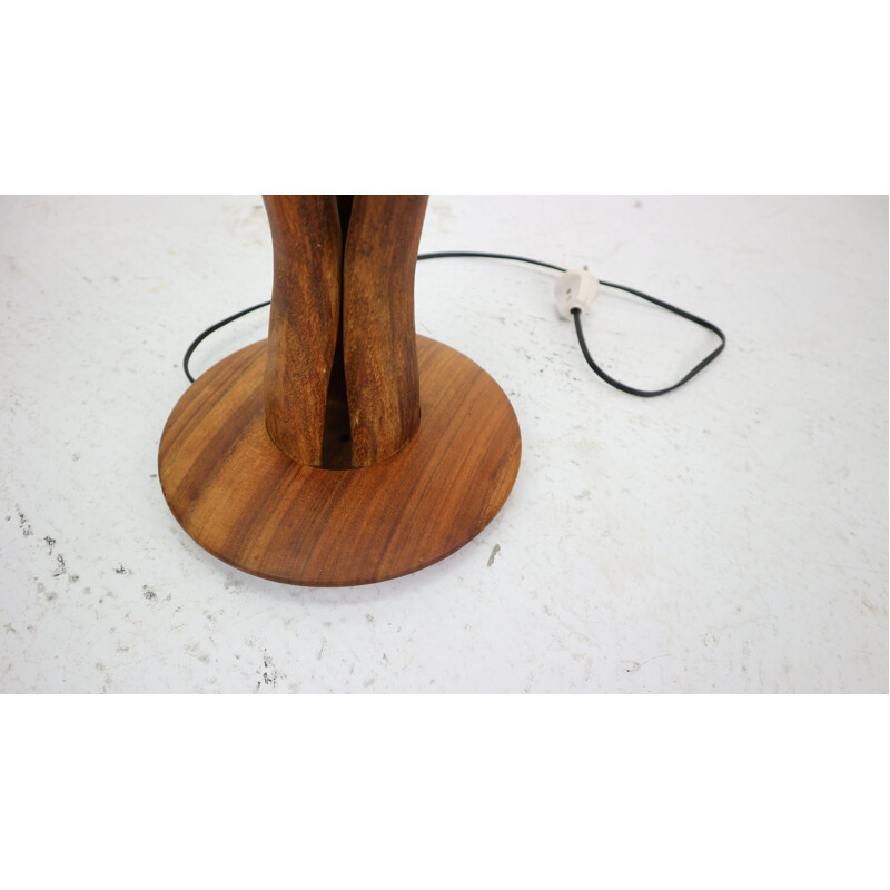 Vintage table lamp organic form in teak Denmark 1960