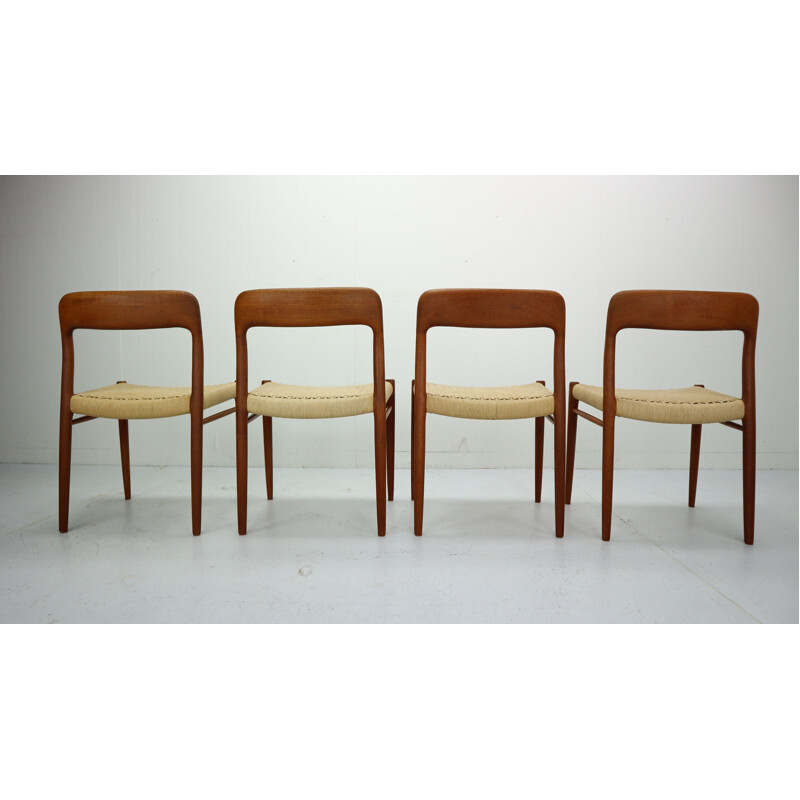 Set of 4 vintage Dining Chairs by Niels Otto Møller, Model 75, Denmark