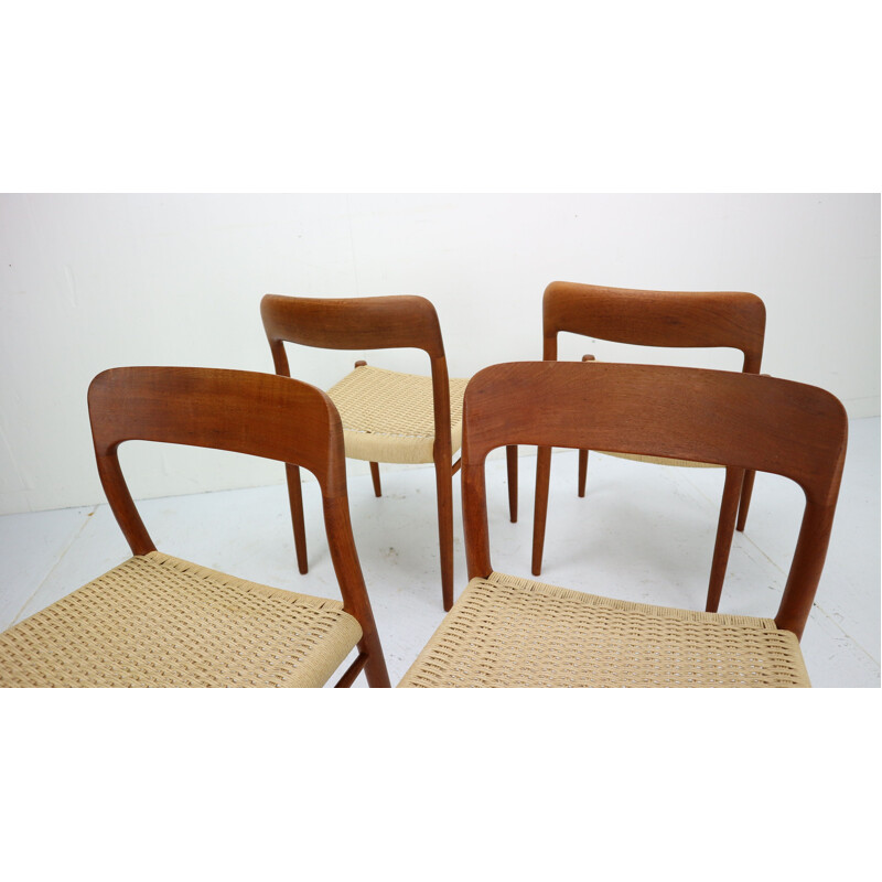 Set of 4 vintage Dining Chairs by Niels Otto Møller, Model 75, Denmark