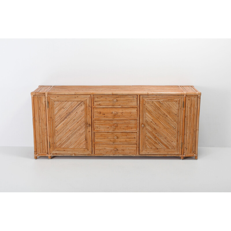 French vintage sideboard in bamboo 1970