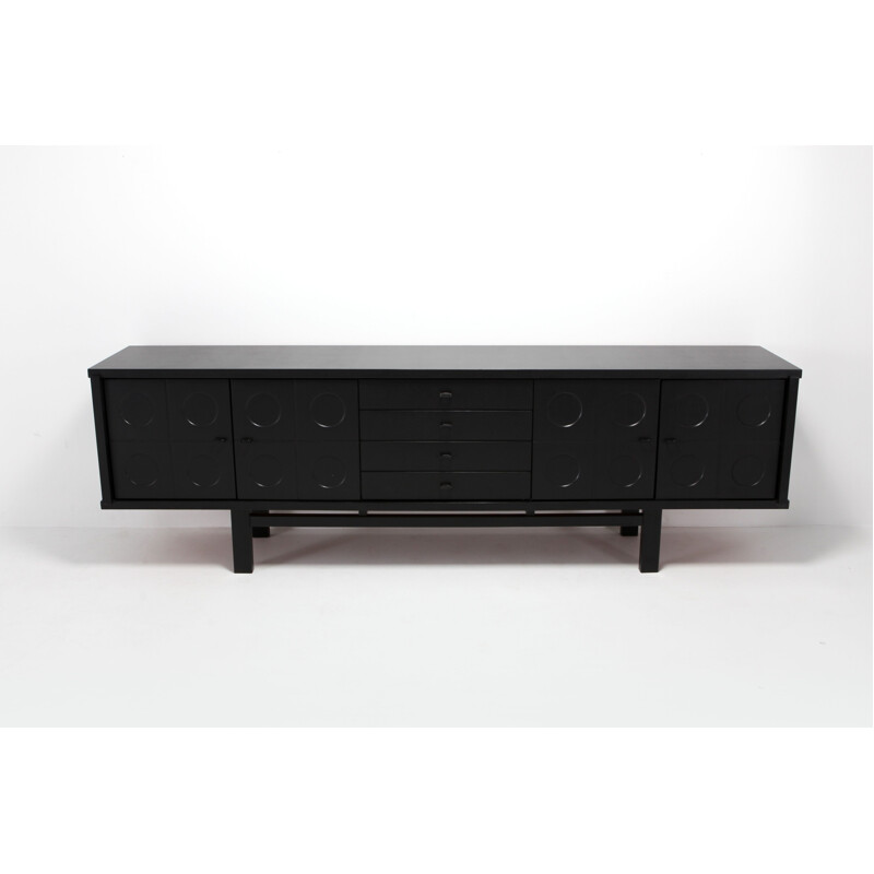 Vintage black brutalist sideboard with floating effect 1970