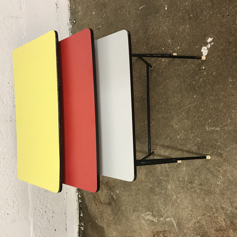 Set of vintage dutch nesting tables for Artimeta in formica 1950