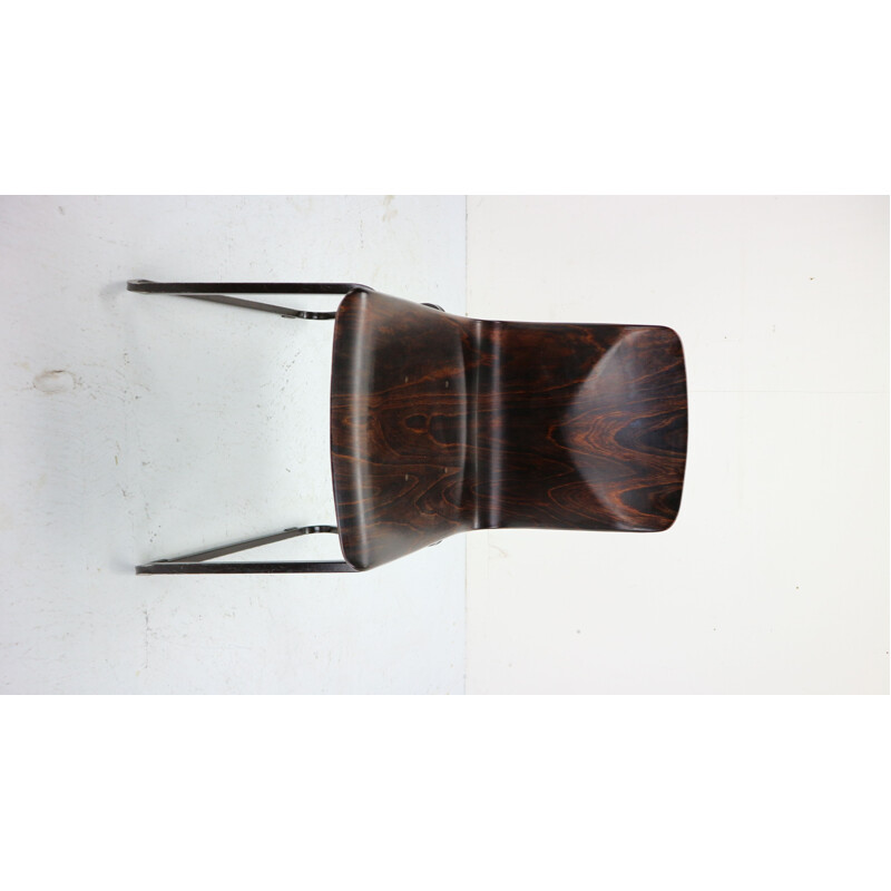 Set of 6 vintage chairs for Galvanitas in wood and metal