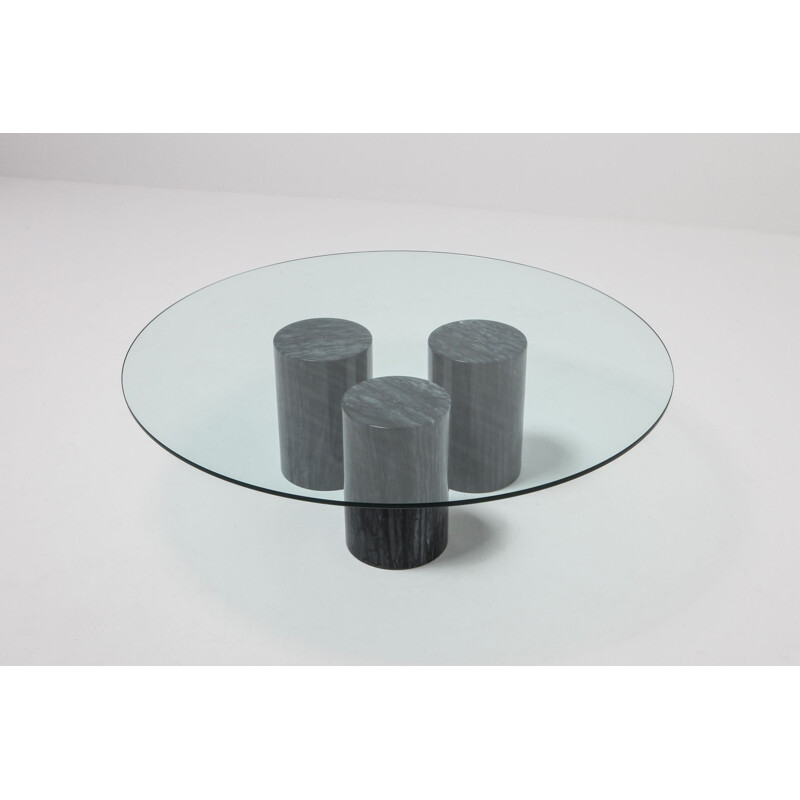Vintage Collonato table by Bellini in black marble and glass 1970