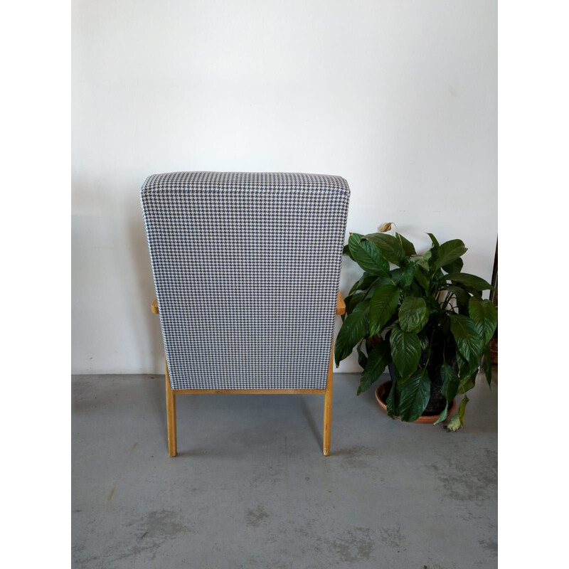 Scandinavian vintage armchair in blue fabric 1960