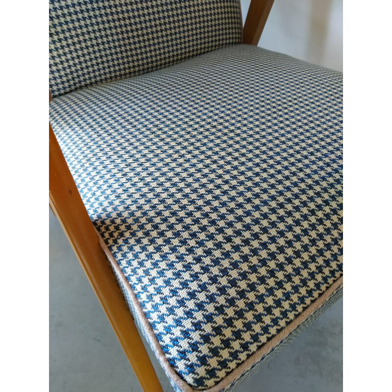 Scandinavian vintage armchair in blue fabric 1960
