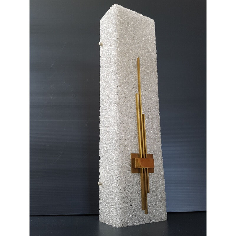 Vintage sconce for Maison Arlus in white resin and brass 1950