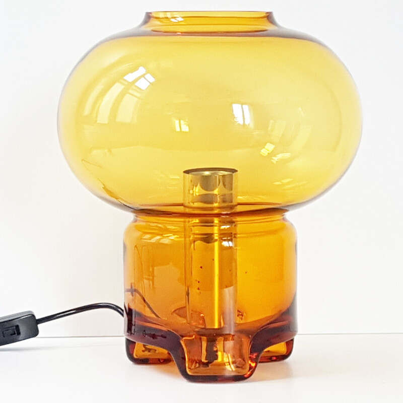 Mushroom vintage lamp for Raak in orange glass 1960
