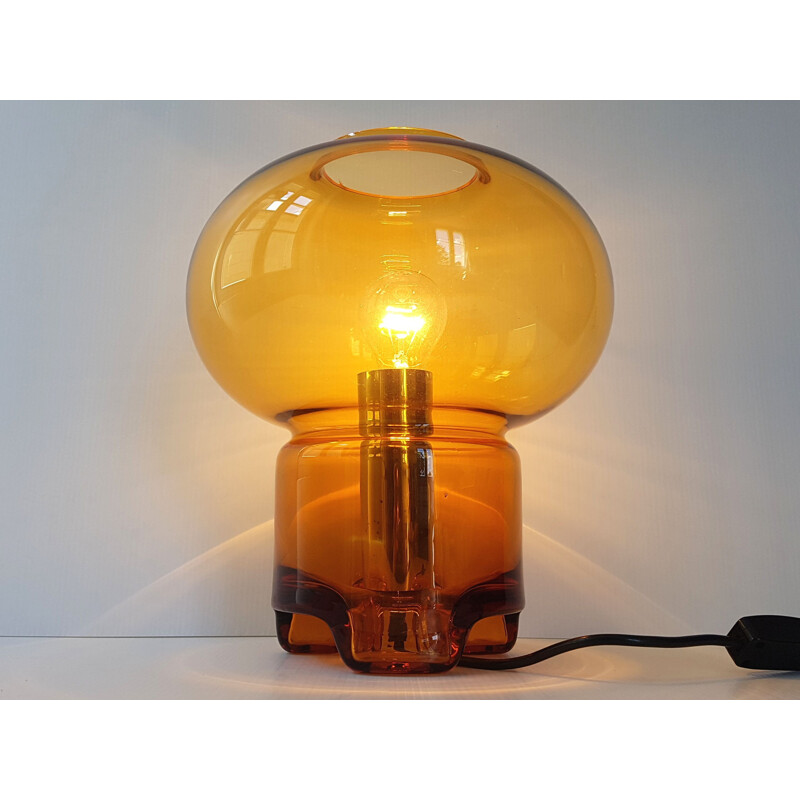 Mushroom vintage lamp for Raak in orange glass 1960