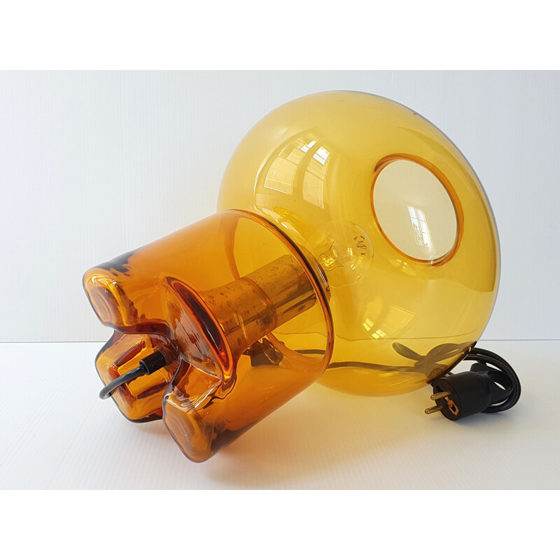 Mushroom vintage lamp for Raak in orange glass 1960