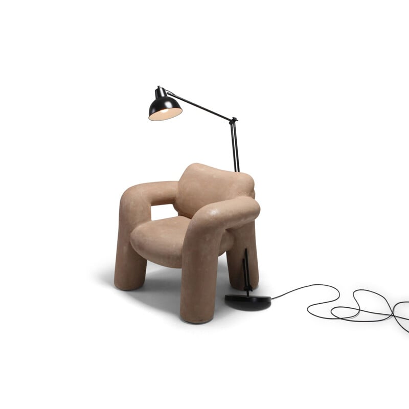 Lampe vintage avec fauteuil Blown-Up pour Schimmel et Schweikle en cuir brun