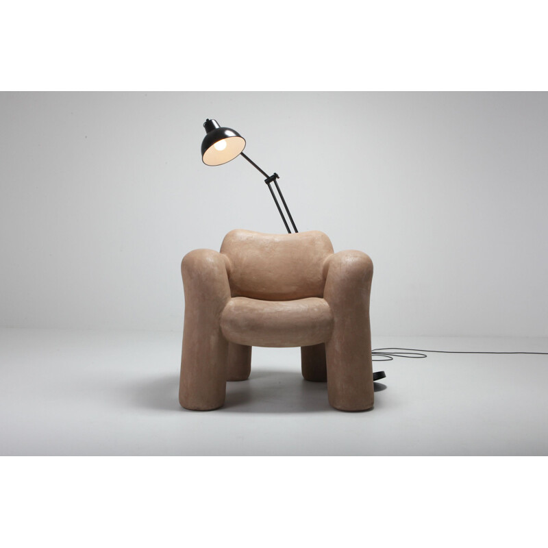 Vintage Blown-Up with lamp for Schimmel & Schweikle in brown leather