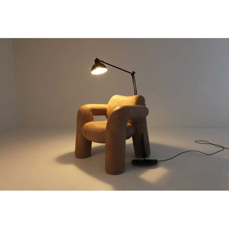 Lampe vintage avec fauteuil Blown-Up pour Schimmel et Schweikle en cuir brun