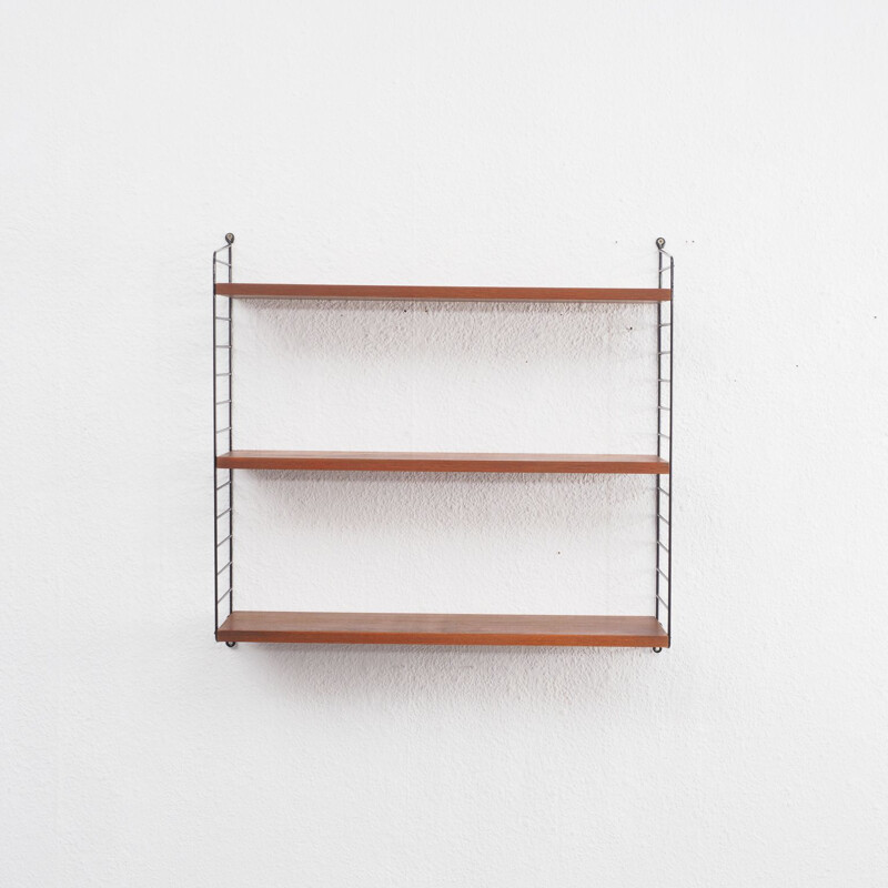 Vintage string shelf teak, N. Strinning