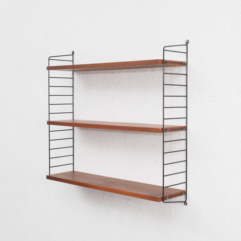 Vintage string shelf teak, N. Strinning