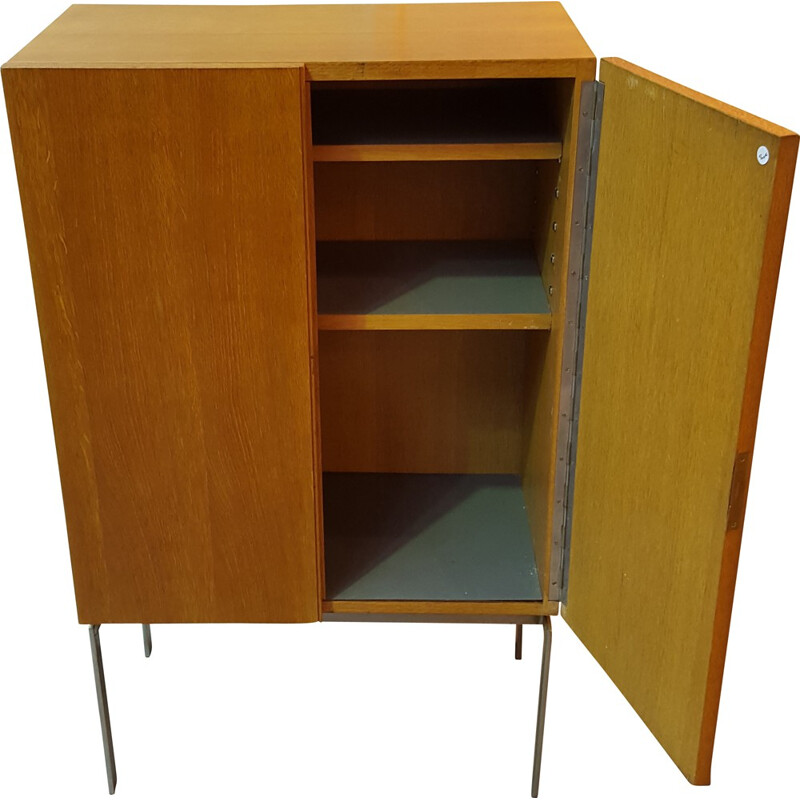 Vintage cabinet in steel and oakwood veener - 1970s