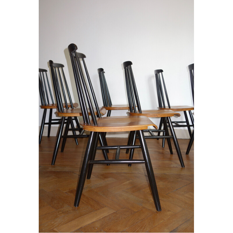 Vintage set of 8 chairs Fanett Ilmari Tapiovaara for Edsby Verken