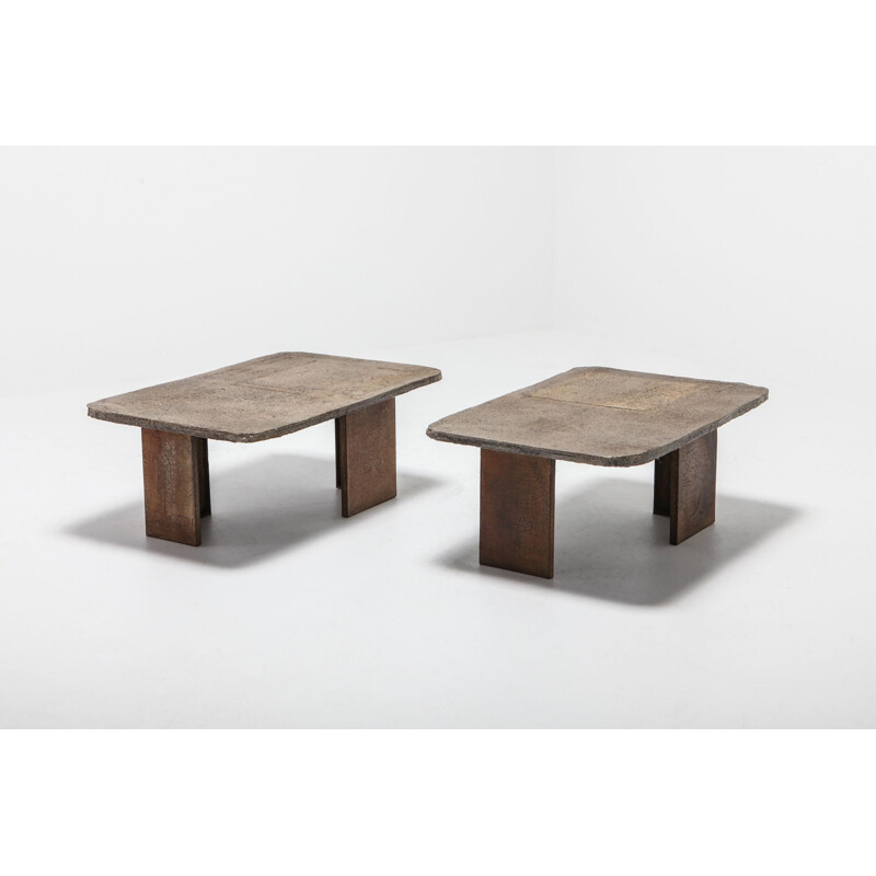 Paire de table vintage Pia Manu Brutalist