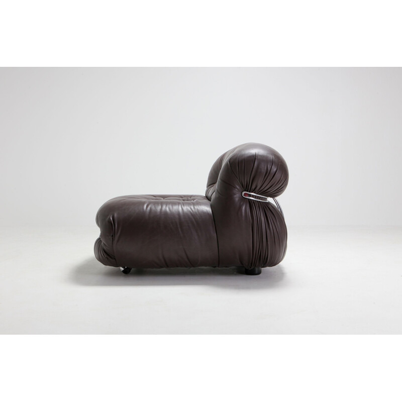 Soriana Lounge Chairs in Dark Brown Leather by Afra & Tobia Scarpa - 1969