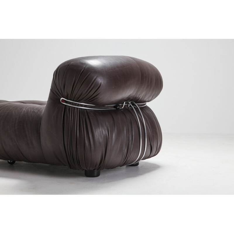 Soriana Lounge Chairs in Dark Brown Leather by Afra & Tobia Scarpa - 1969