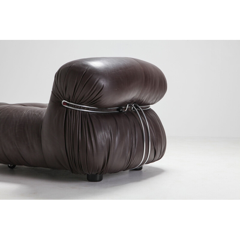 Vintage Lounge Chairs in Dark Brown Leather by Afra & Tobia Scarpa,1969