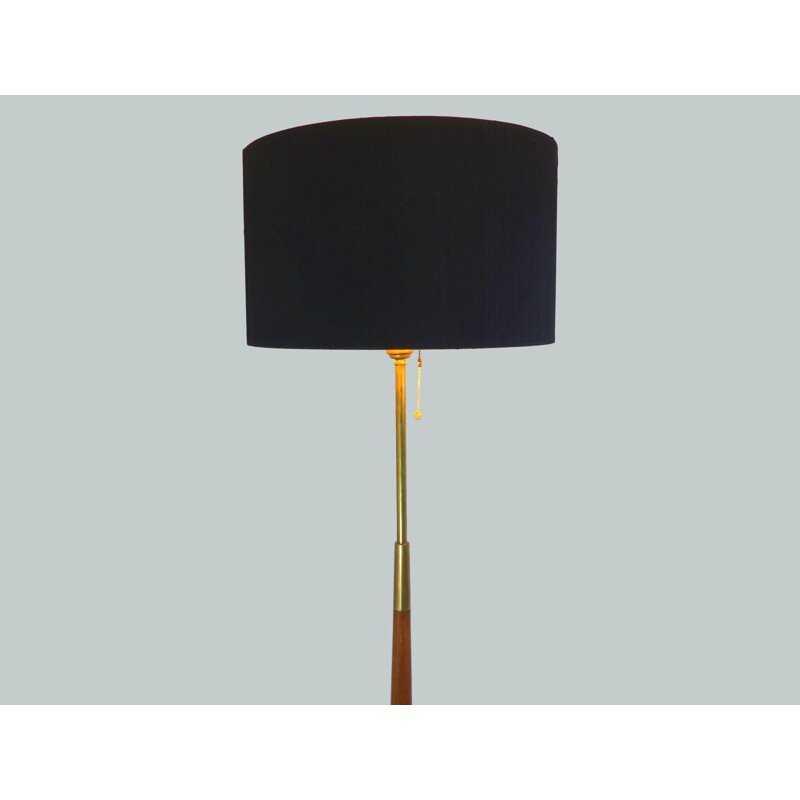 Vintage floor lamp by La Maison Lunel in brass and wood,1950