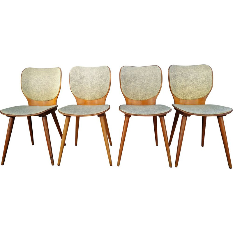 Suite de 4 chaises vintage Baumann par Max Bill années 50