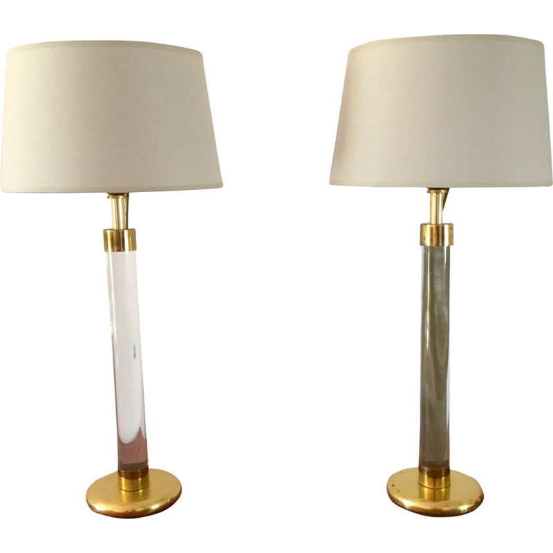Pair of vintage lamps in plexiglas 1970s