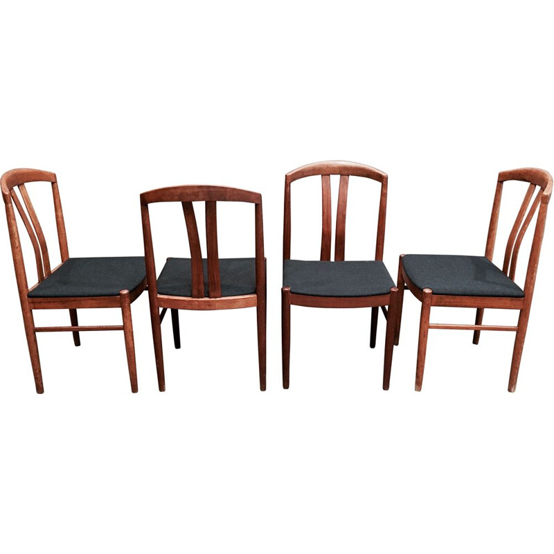 Set of 4 vintage grey chairs for Jahansson Sweden in teak 1950
